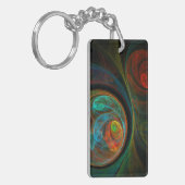 Hergeboorblauwe Abstracte kunst Sleutelhanger (Voorkant Links)