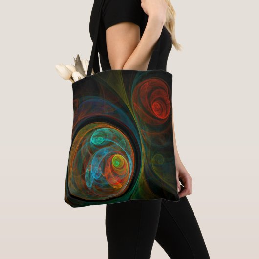 Hergeboorblauwe Abstracte kunst Tote Bag (Dichtbij)