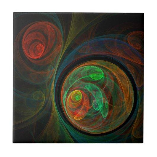 Hergeboorde groene Abstracte Art Tile Tegeltje (Voorkant)