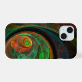 Hergeboorde groene Abstracte kunst iPhone 15 Case (Achterkant horizontaal)