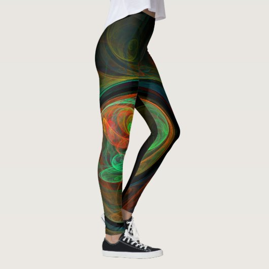 Hergeboorde groene Abstracte kunst Leggings (Rechts)