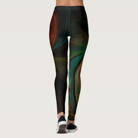 Hergeboorde groene Abstracte kunst Leggings (Achterkant)