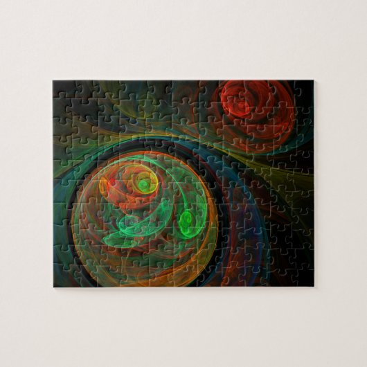 Hergeboorde groene Abstracte kunst Legpuzzel (Horizontaal)