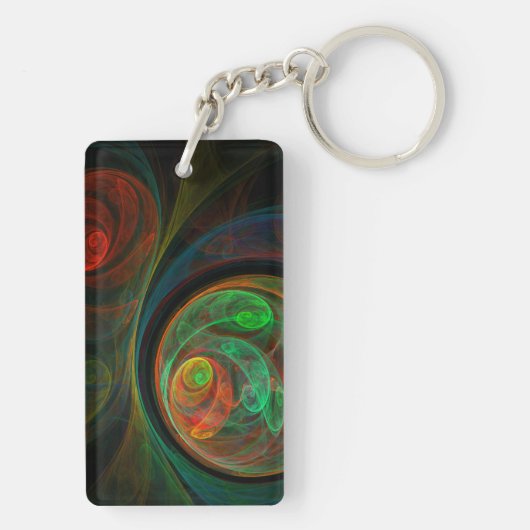 Hergeboorde groene Abstracte kunst Sleutelhanger (achterkant)