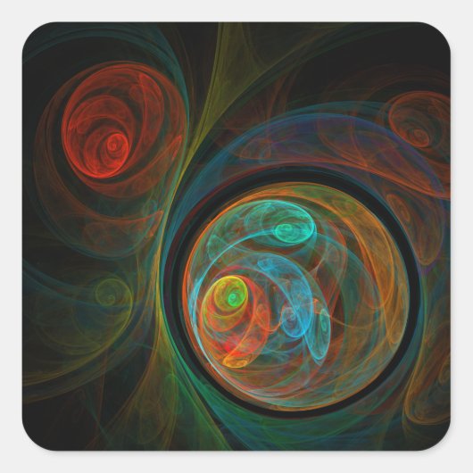 Hergeboorte Abstracte Art Square Sticker (Voorkant)