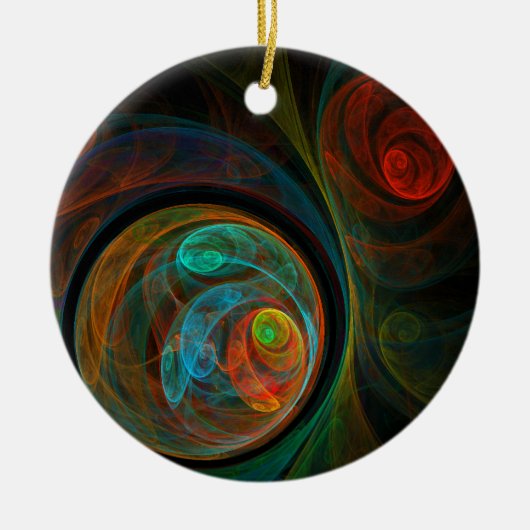 Hergeboorte Blue Abstract Art Circle Ornament (Voorkant)