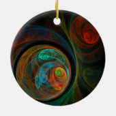 Hergeboorte Blue Abstract Art Circle Ornament (Achterkant)