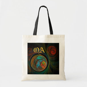 Hergeboorte Blue Abstract Art Monogram Bag Tote Bag