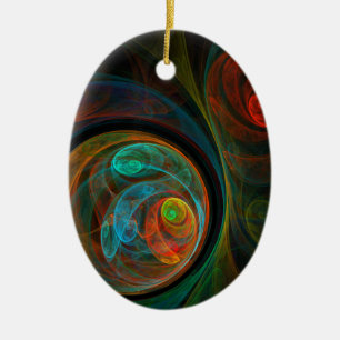 Hergeboorte Blue Abstract Art Oval Ornament