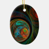 Hergeboorte Blue Abstract Art Oval Ornament (Achterkant)