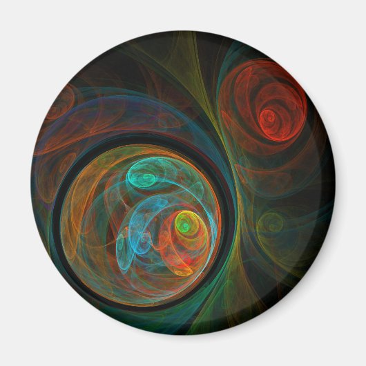 Hergeboorte Blue Abstract Art Round Magnet (Voorkant)