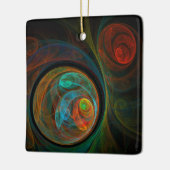 Hergeboorte Blue Abstract Art Square Ornament (Links)