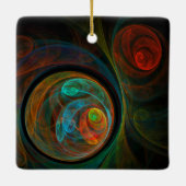 Hergeboorte Blue Abstract Art Square Ornament (Achterkant)
