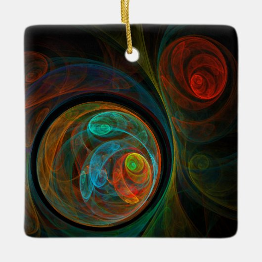 Hergeboorte Blue Abstract Art Square Ornament (Voorkant)