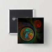 Hergeboorte Blue Abstracte Art Button (vierkant) (Voorkant /achterkant)