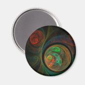 Hergeboorte Green Abstract Art Round Magnet (Voorkant / Achterkant)