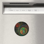 Hergeboorte Green Abstract Art Round Magnet (Insitu (Vaatwasser))