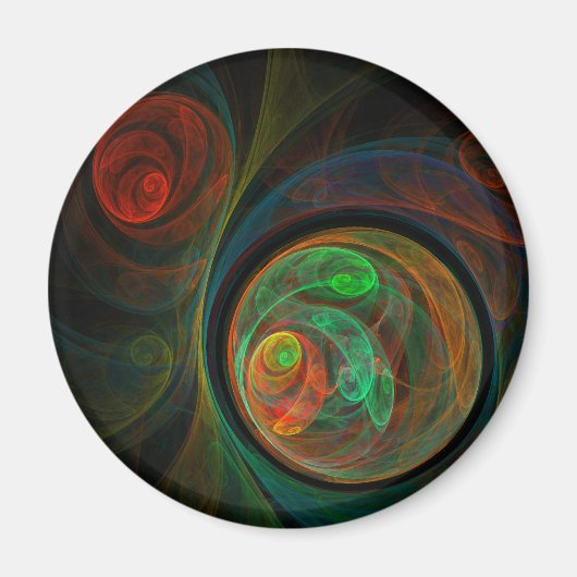 Hergeboorte Green Abstract Art Round Magnet (Voorkant)