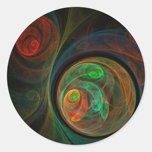 Hergeboorte Green Abstract Art Round Sticker (Voorkant)