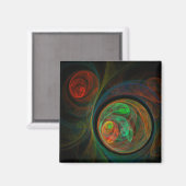 Hergeboorte Green Abstract Art Square Magnet (Voorkant / Achterkant)