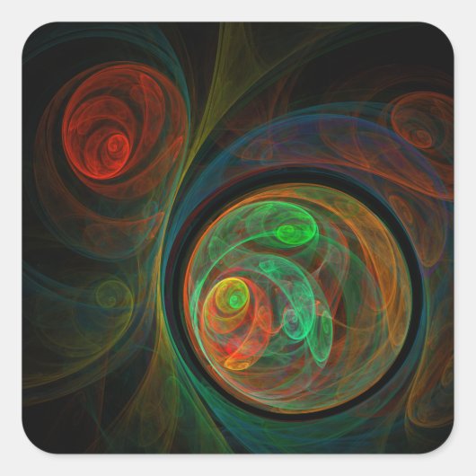 Hergeboorte Green Abstract Art Square Sticker (Voorkant)