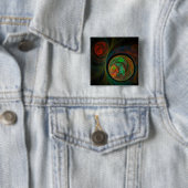 Hergeboorte Groene Abstracte Art Button (vierkant) (In situ)