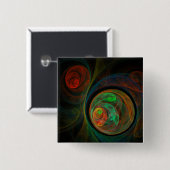 Hergeboorte Groene Abstracte Art Button (vierkant) (Voorkant /achterkant)