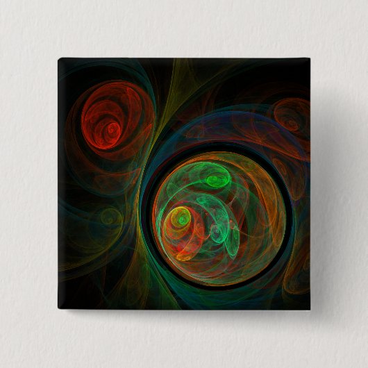 Hergeboorte Groene Abstracte Art Button (vierkant) (Voorkant)