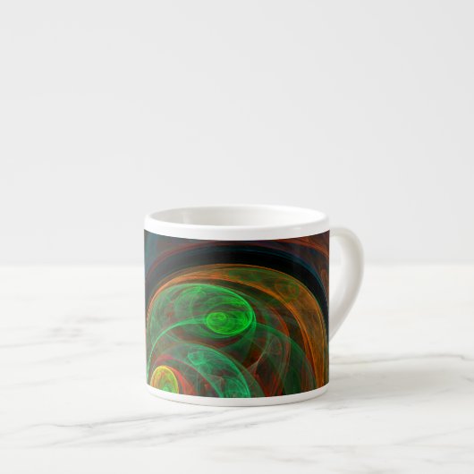 Hergeboorte Groene Abstracte Art Espresso Mok (Voorkant rechts)