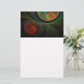 Hergeboorte Groene Abstracte Kunstverhalen Briefpapier (Staand voorkant)