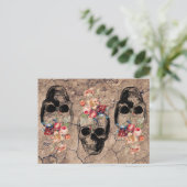 Hergeboorte - Skulls Blossomt uit stof Briefkaart (Staand voorkant)