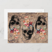 Hergeboorte - Skulls Blossomt uit stof Briefkaart (Voorkant / Achterkant)