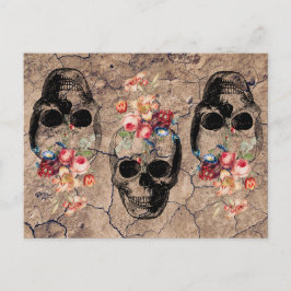 Hergeboorte - Skulls Blossomt uit stof Briefkaart