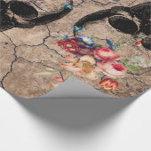 Hergeboorte - Skulls Blossomt uit stof Cadeaupapier (Hoek)