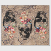 Hergeboorte - Skulls Blossomt uit stof Cadeaupapier (Vlak)