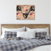 Hergeboorte - Skulls Blossomt uit stof Canvas Afdruk (Insitu (Slaapkamer))