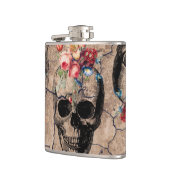 Hergeboorte - Skulls Blossomt uit stof Heupfles (Links)