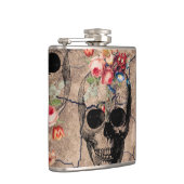 Hergeboorte - Skulls Blossomt uit stof Heupfles (Rechts)