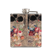 Hergeboorte - Skulls Blossomt uit stof Heupfles (Achterkant)