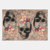 Hergeboorte - Skulls Blossomt uit stof Inpakpapier Vel (Voorkant 3)