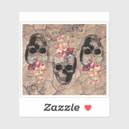 Hergeboorte - Skulls Blossomt uit stof Sticker (Vel)