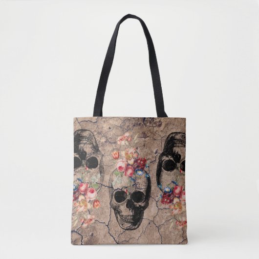 Hergeboorte - Skulls Blossomt uit stof Tote Bag (Voorkant)