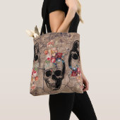 Hergeboorte - Skulls Blossomt uit stof Tote Bag (Dichtbij)
