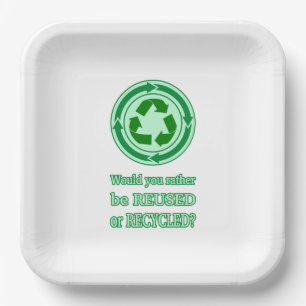 Hergebruik en Recyclen Papieren Bordje