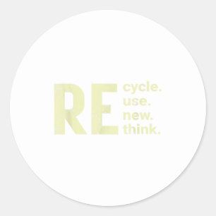 Hergebruik Nieuwe Gedachte Ronde Sticker