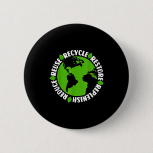 Hergebruik Recyclen Herstellen Bijvullen Verminder Ronde Button 5,7 Cm