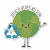 Hergebruik Reduce Recyclen Earth Day Sticker (Voorkant)