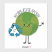 Hergebruik Reduce Recyclen Earth Day Sticker (Vel)