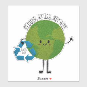 Hergebruik Reduce Recyclen Earth Day Sticker