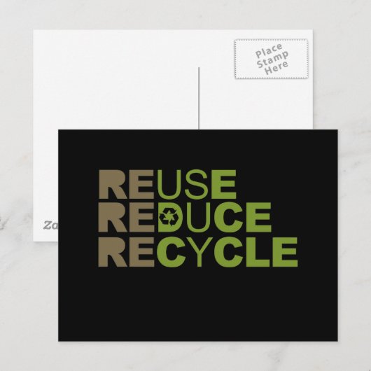 Hergebruik Reduce Recyclen T-shirt Briefkaart (Voorkant / Achterkant)